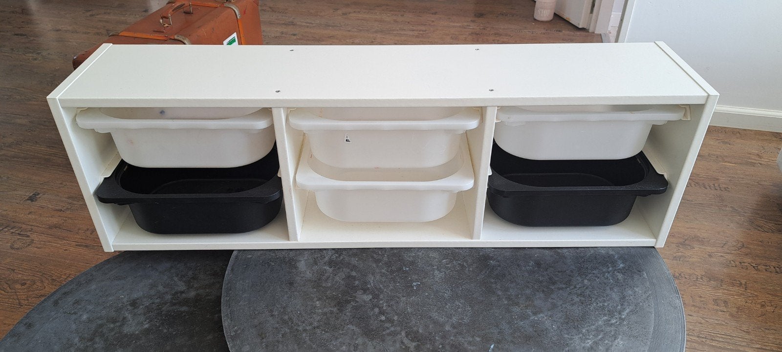 IKEA Trofast kast met zwart/witte bakken, Gebruikt, Kast, 100 cm of meer, Minder dan 50 cm