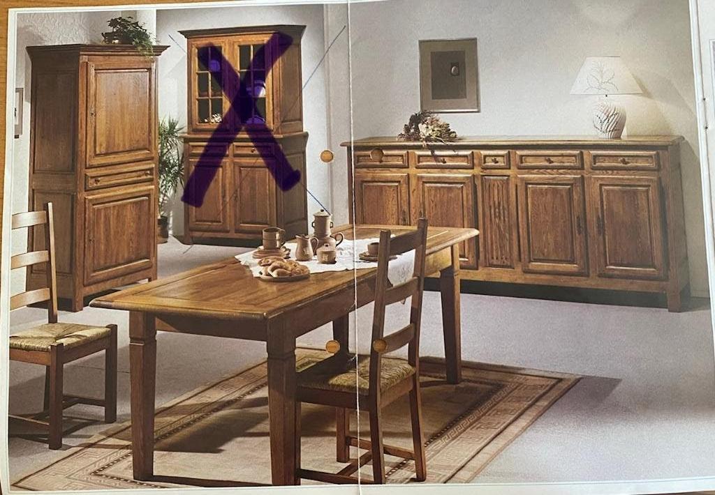 Massief eiken eetkamer | dressoir, kast + 8 stoelen, Huis en Inrichting, Ophalen, Zo goed als nieuw, Franse landelijke / rustieke stijl