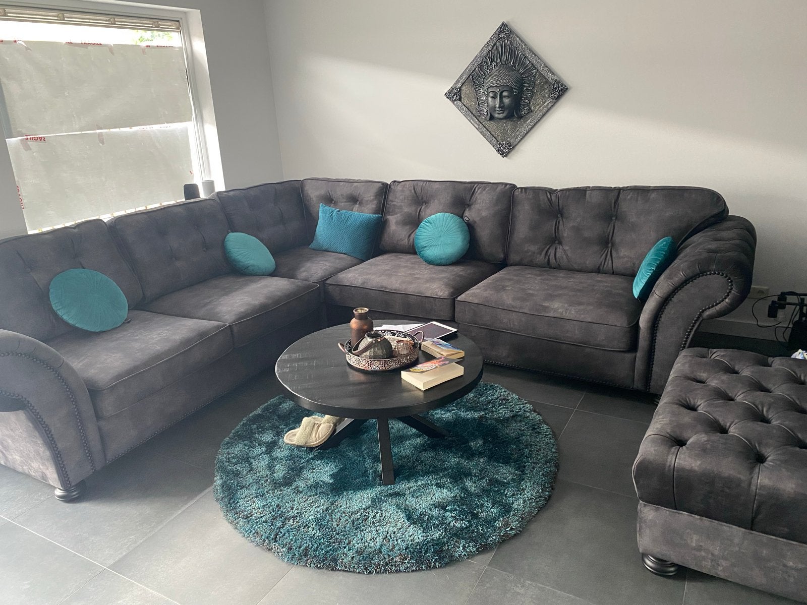 Grote hoekbank Urban Sofa met hocker, Ophalen, Gebruikt, Stof