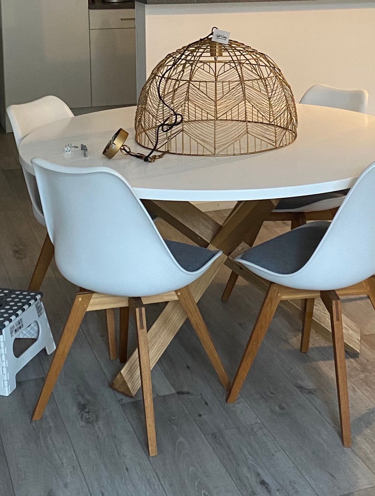 Witte eet en salontafel, strak, Ophalen, Gebruikt, 4 tot 6 stoelen