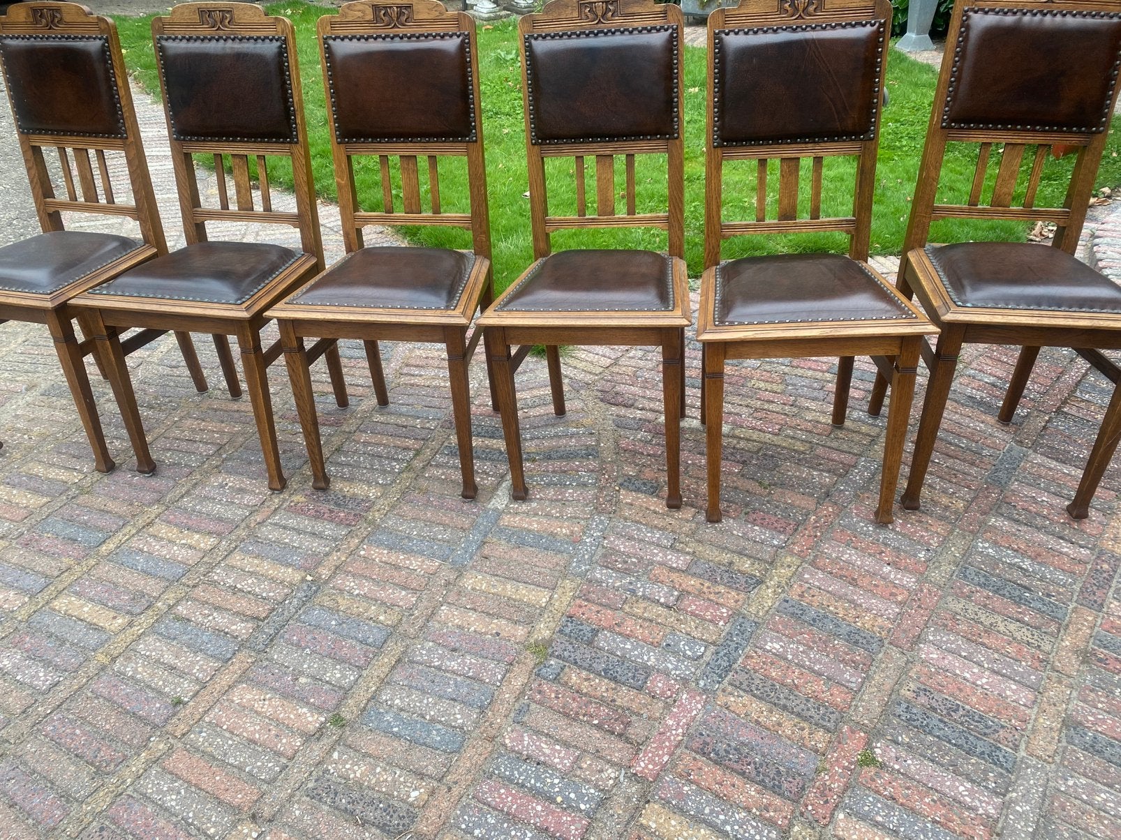 6 antieke eiken stoelen, Ophalen, Zo goed als nieuw, Bruin