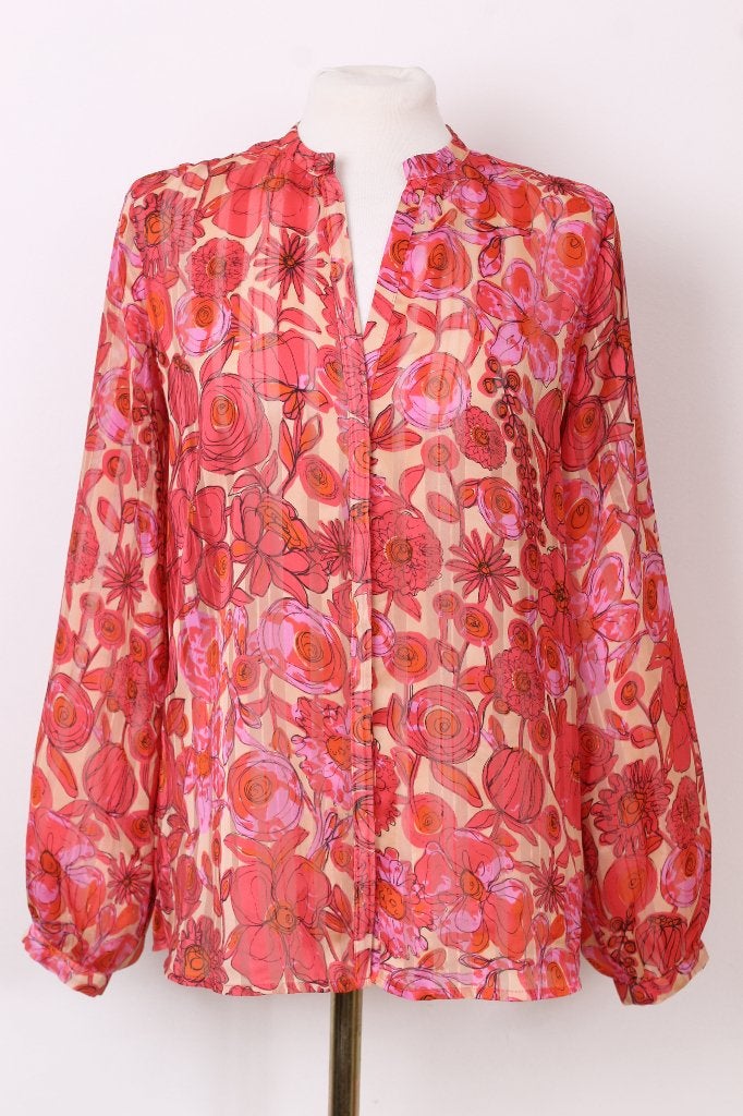 Zomer! Gebloemde blouse Fabienne Chapot, Kleding | Dames, Ophalen of Verzenden, Zo goed als nieuw, Fabienne Chapot, Roze