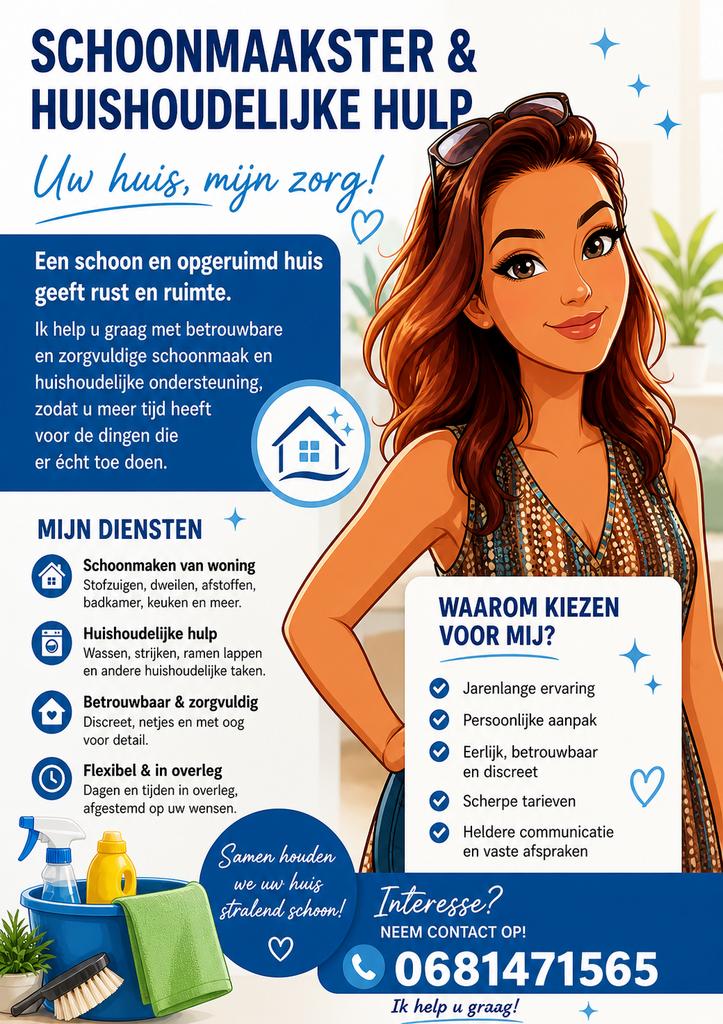 Aangeboden huishoudelijke hulp, Diensten en Vakmensen, Huishoudelijke hulp