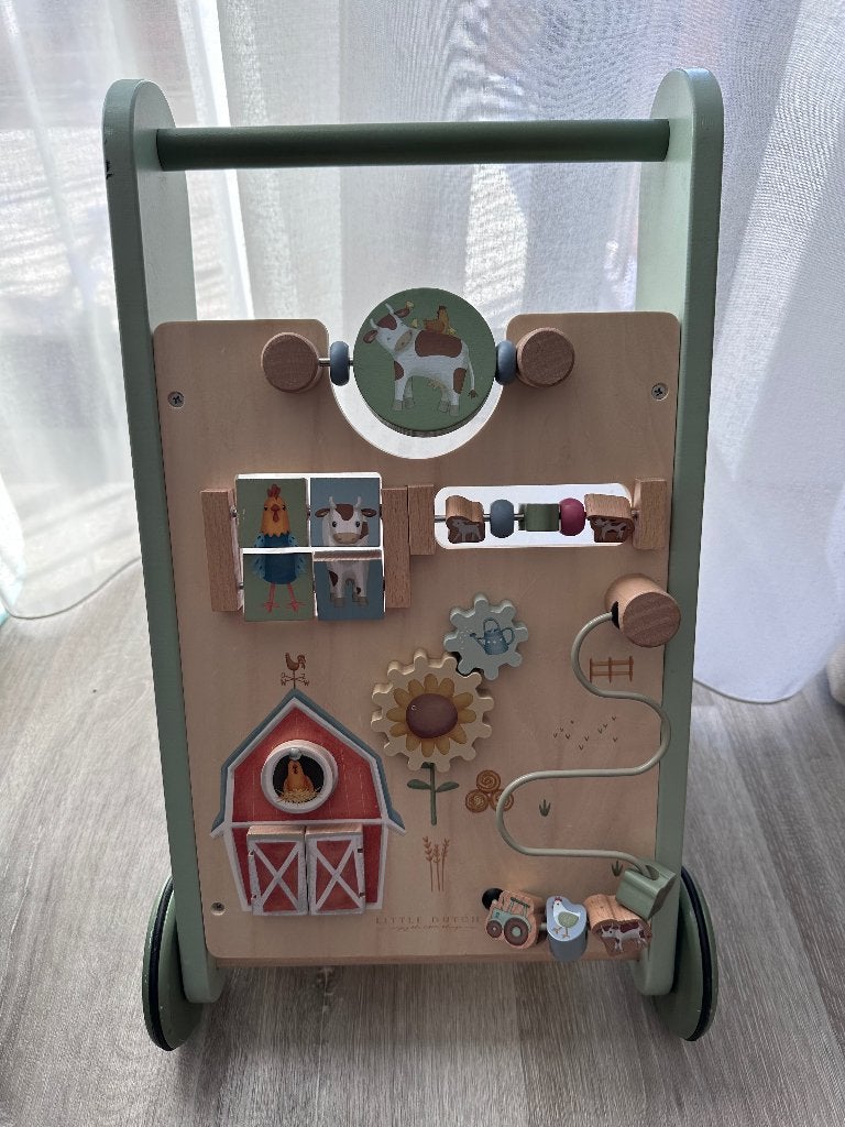 Loopwagen Little Dutch boerderij, Kinderen en Baby's, Speelgoed | Houten speelgoed, Ophalen, Gebruikt, Duw- of Trekspeelgoed