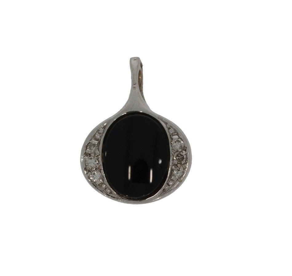 Diamanten onyx 18k gouden fraaie edelsteen ketting hanger, Voordeelsieraden, Verzenden, Zo goed als nieuw, Met edelsteen