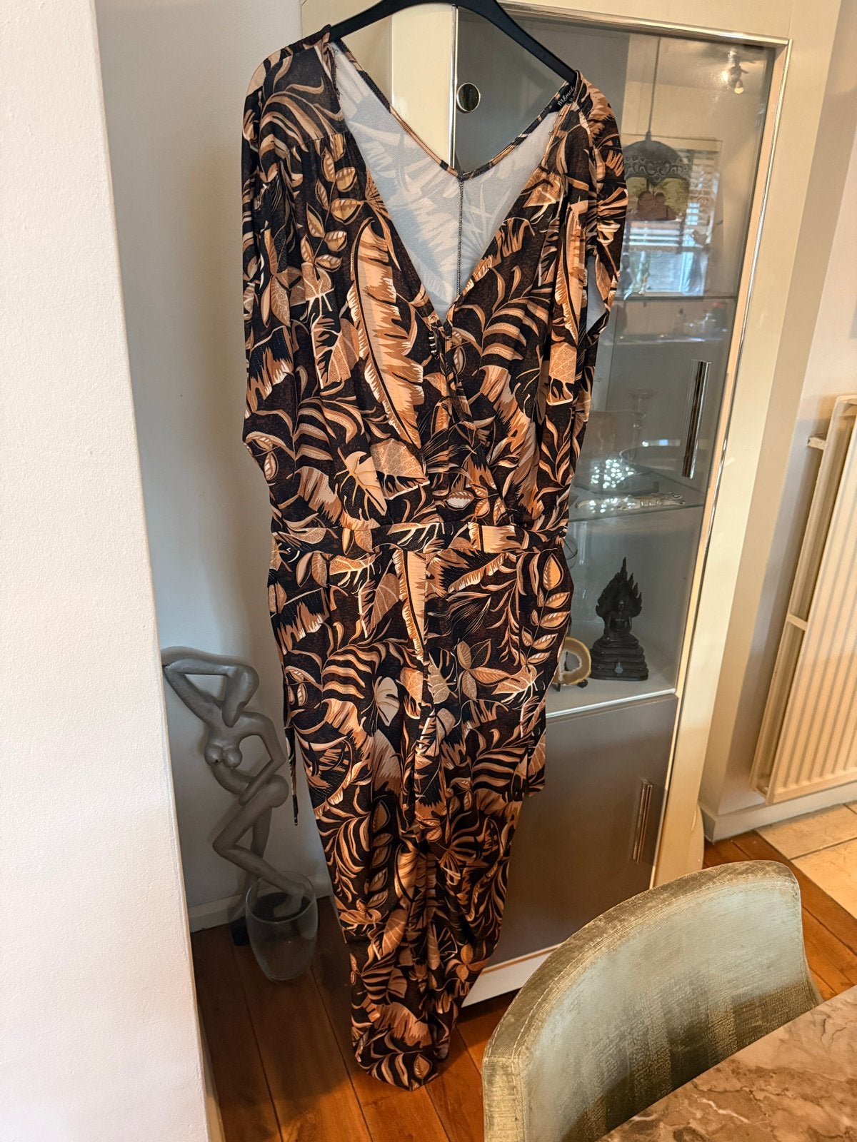 Stijlvolle jumpsuit met tropische print - Maat 52 ms mode, Kleding | Dames, Ophalen of Verzenden, Zo goed als nieuw, Meerkleurig
