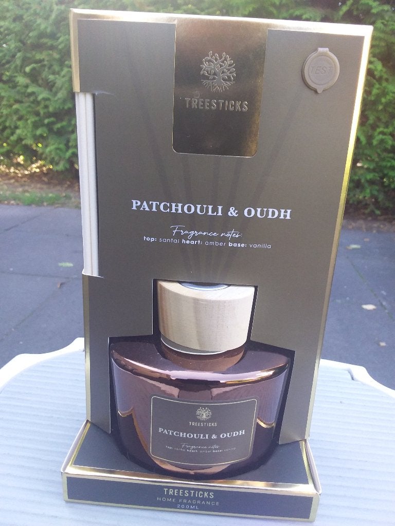 Treesticks Geurverspreider Patchouli & Oudh 200ml, Ophalen, Overige materialen, Geurverspreider, Bruin