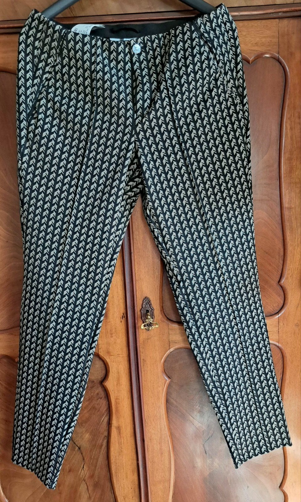 MAC Dames Broek Travelstof Zwart Wit Maat 42 Nieuw, MAC, Ophalen of Verzenden