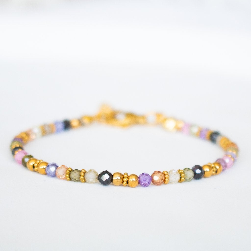 Armband met gekleurde glaskralen stainless steel, Nieuw, Ophalen of Verzenden, Met bedels of kralen, Overige kleuren