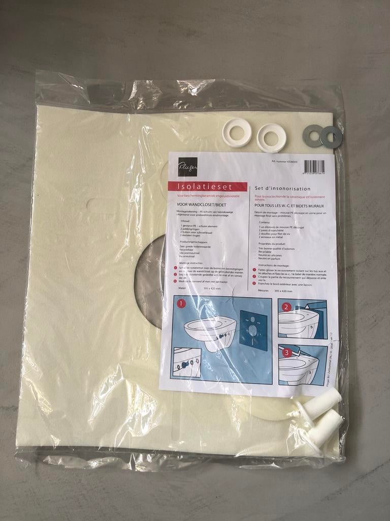 Isolatieset voor wandcloset/bidet - Geluidsisolatie, Doe-het-zelf en Verbouw, Ophalen of Verzenden, Nieuw, Rvs, Overige typen