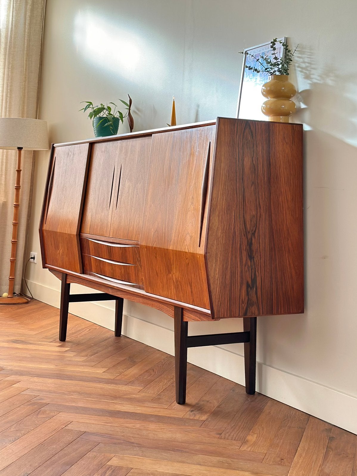 Vintage wandmeubel Deens design E.W. Bach hout jaren 50/60, Ophalen, Met deur(en), 100 tot 150 cm, 150 tot 200 cm