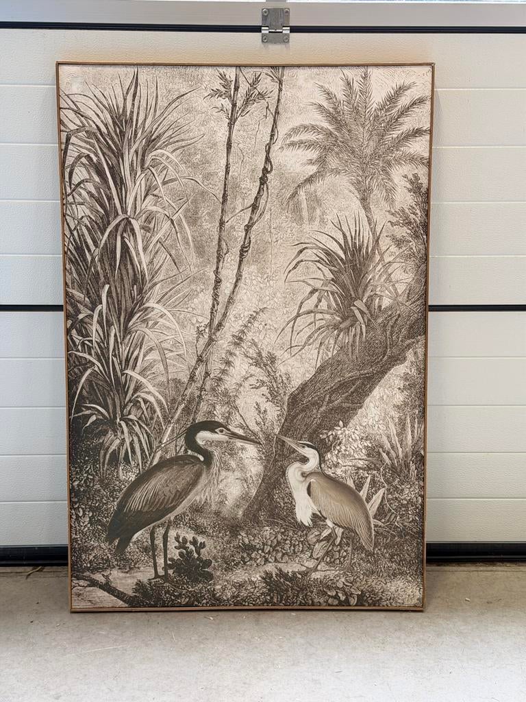 Botanisch Reigers Vintage Look Inclusief Houten Frame, Ophalen, Hout, Minder dan 50 cm