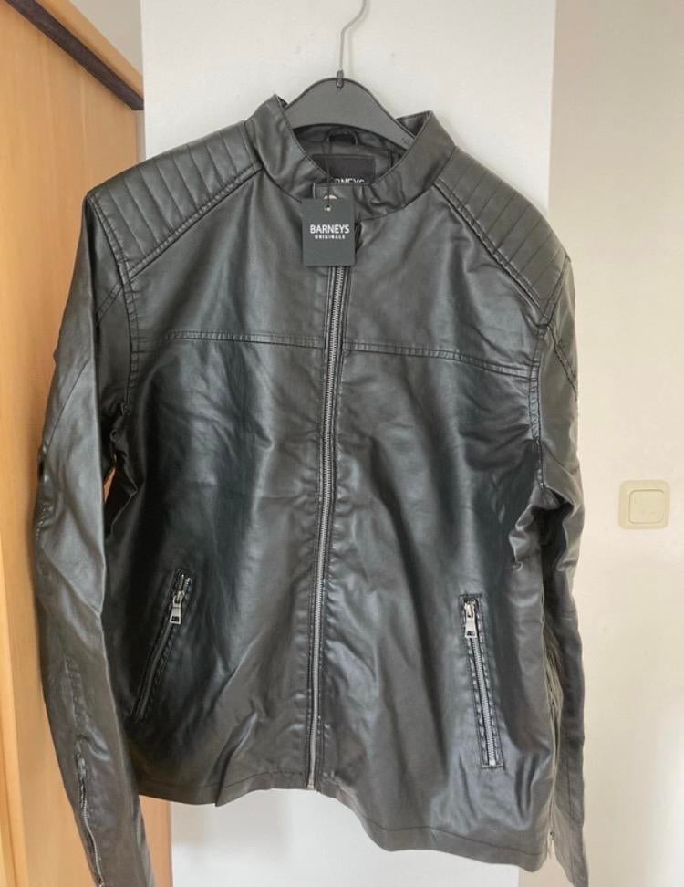 Barneys Originals nepleren jas - Maat M, Maat 48/50 (M), Zwart, Ileap, Nieuw