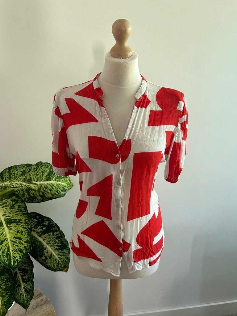 Expresso maat 42 rode retro top blouse 3381, Expresso, Expresso, Maat 42/44 (L), Zo goed als nieuw