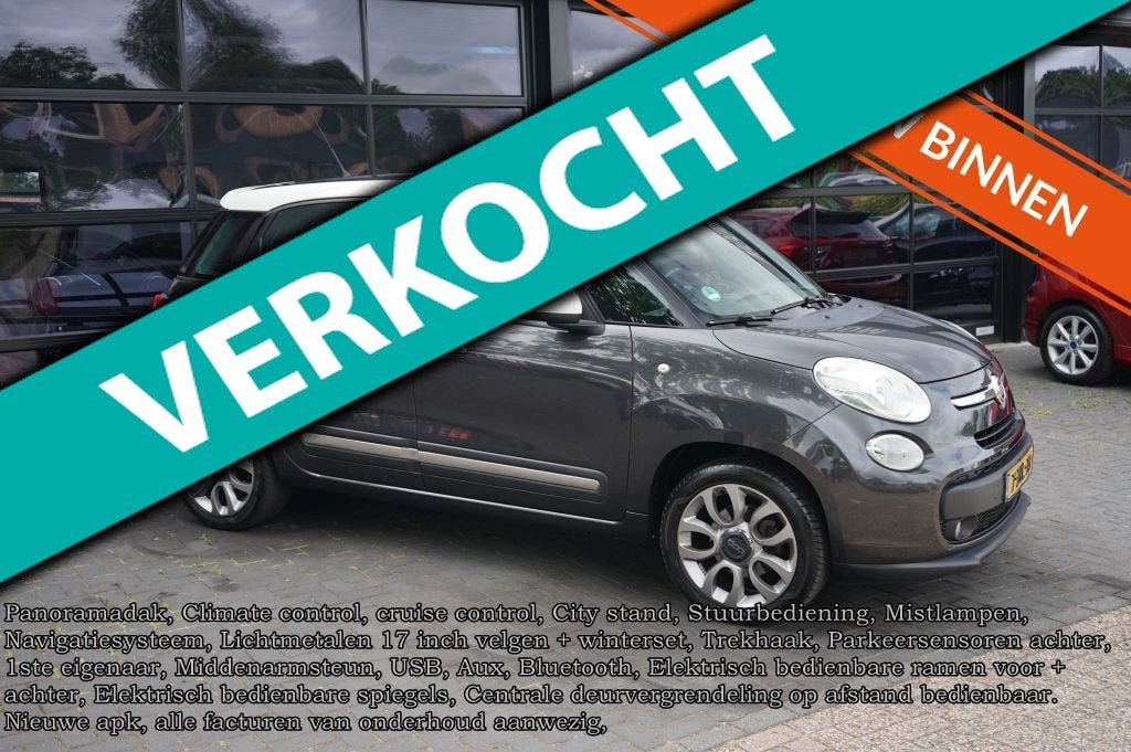 Fiat 500 L 0.9 TwinAir Lounge, Panodak, CC, Clima, Trekhaak,, Dealer onderhouden, Gebruikt, Bedrijf, Handgeschakeld