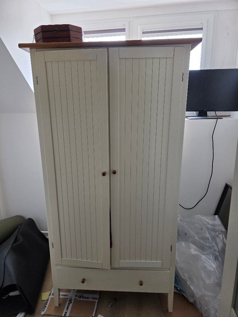 IKEA VISDALEN kledingkast wit met houten blad, Ophalen, Gebruikt, 50 tot 100 cm, 150 tot 200 cm