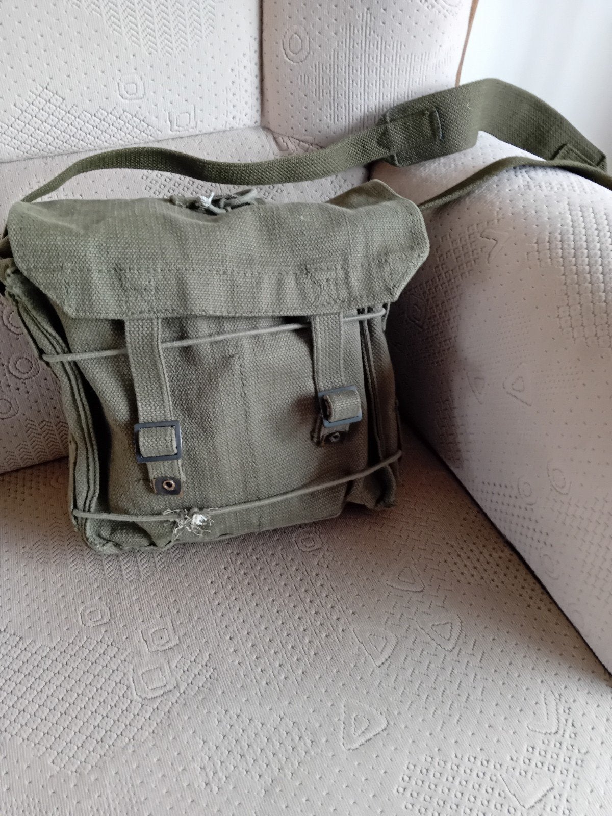 Vintage Leger Schoudertas - Groen Canvas, Ophalen of Verzenden, Landmacht, Overige gebieden, Overige typen