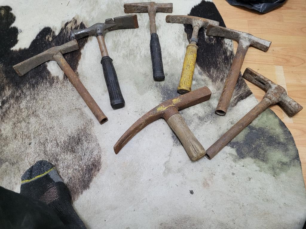 7 stuks oude vintage stratenmakers en bouwvakkers hamers, Ophalen of Verzenden