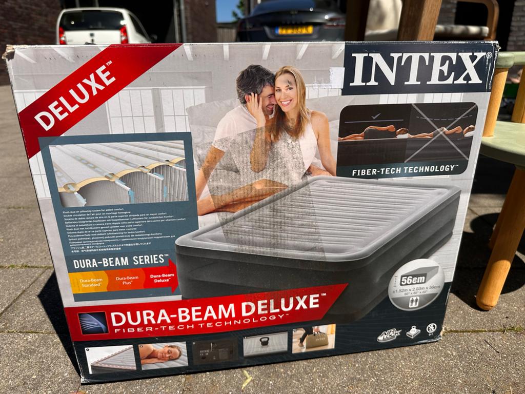 Intex Dura-Beam Deluxe Luchtbed - Fiber-Tech Technologie, Overige materialen, 200 cm, Grijs, Nieuw