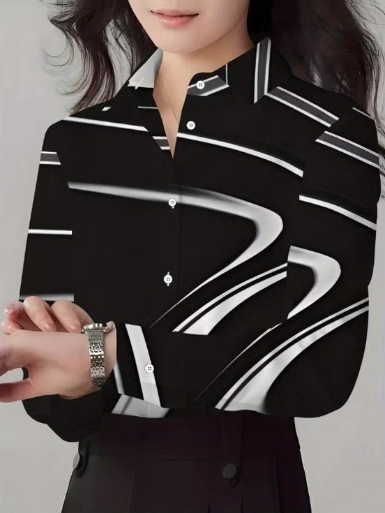 Blouse-lange mouw-zwart/wit-Maat L- Nieuw! Zie tekst!, Kleding | Dames, Ophalen of Verzenden, Nieuw, Maat 42/44 (L), Zwart