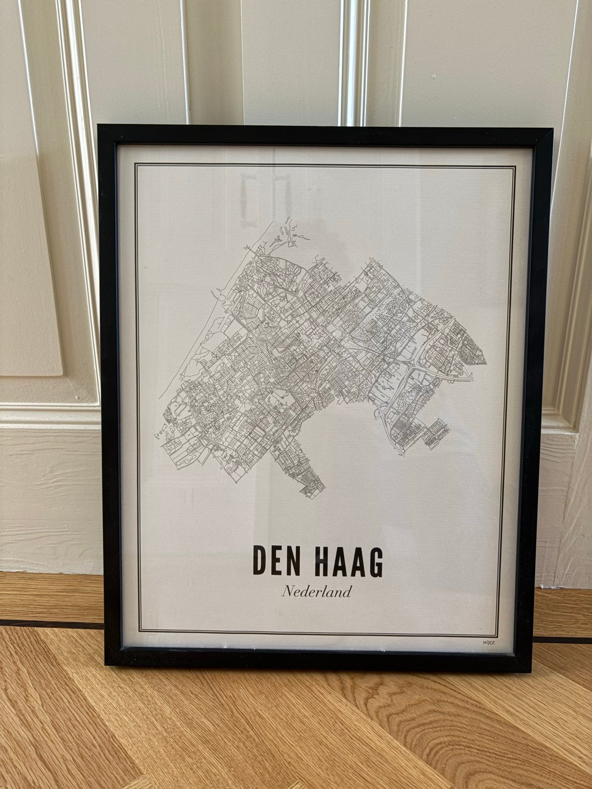Van Wijck prent Den Haag met eikenhouten lijst 40x50 cm, Minder dan 50 cm, Gebruikt, Ophalen of Verzenden, Print