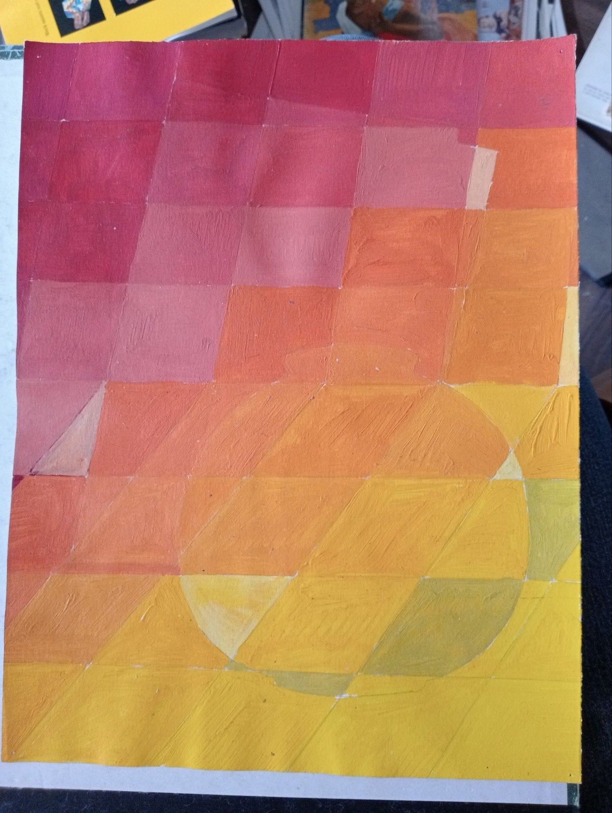 Gouache olieverf op papier Kubisme jaren 90, Ophalen of Verzenden