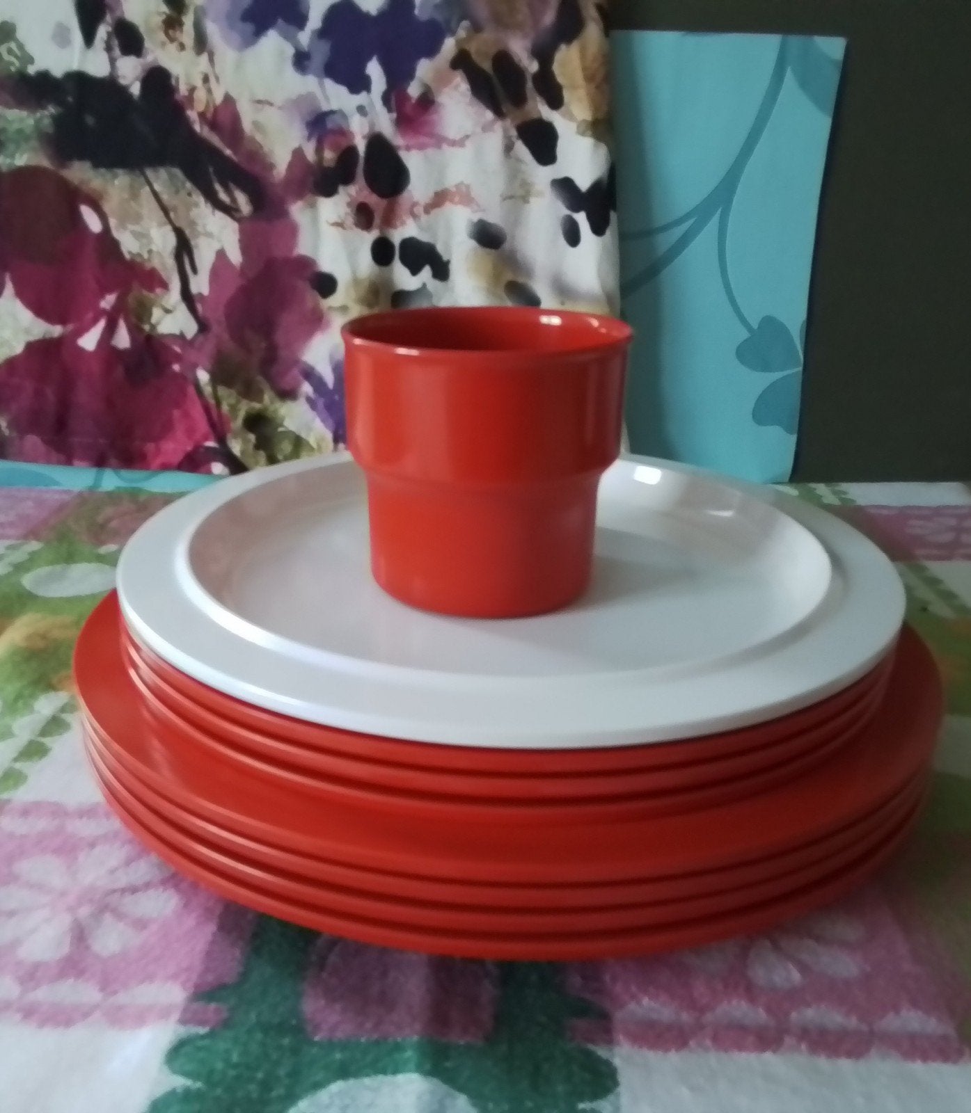 Mepal 4 diner,4 ontbijtbordjes, 1beker,kampeerservies, Caravans en Kamperen, Kampeeraccessoires, Ophalen of Verzenden