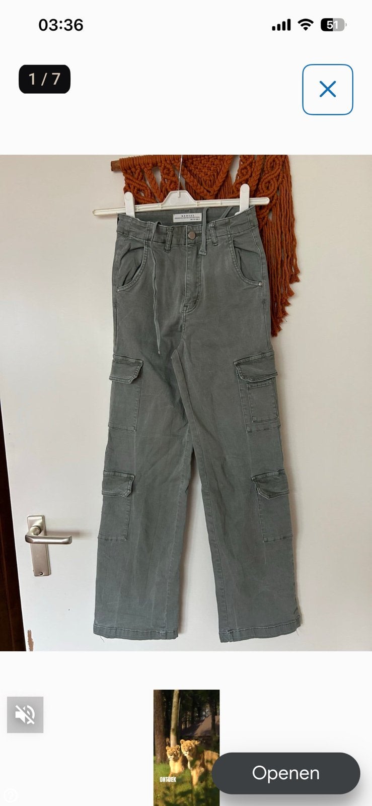 34 broek jeans groen merk Redial baggy, Ophalen of Verzenden, Zo goed als nieuw, Maat 34 (XS) of kleiner, Lang