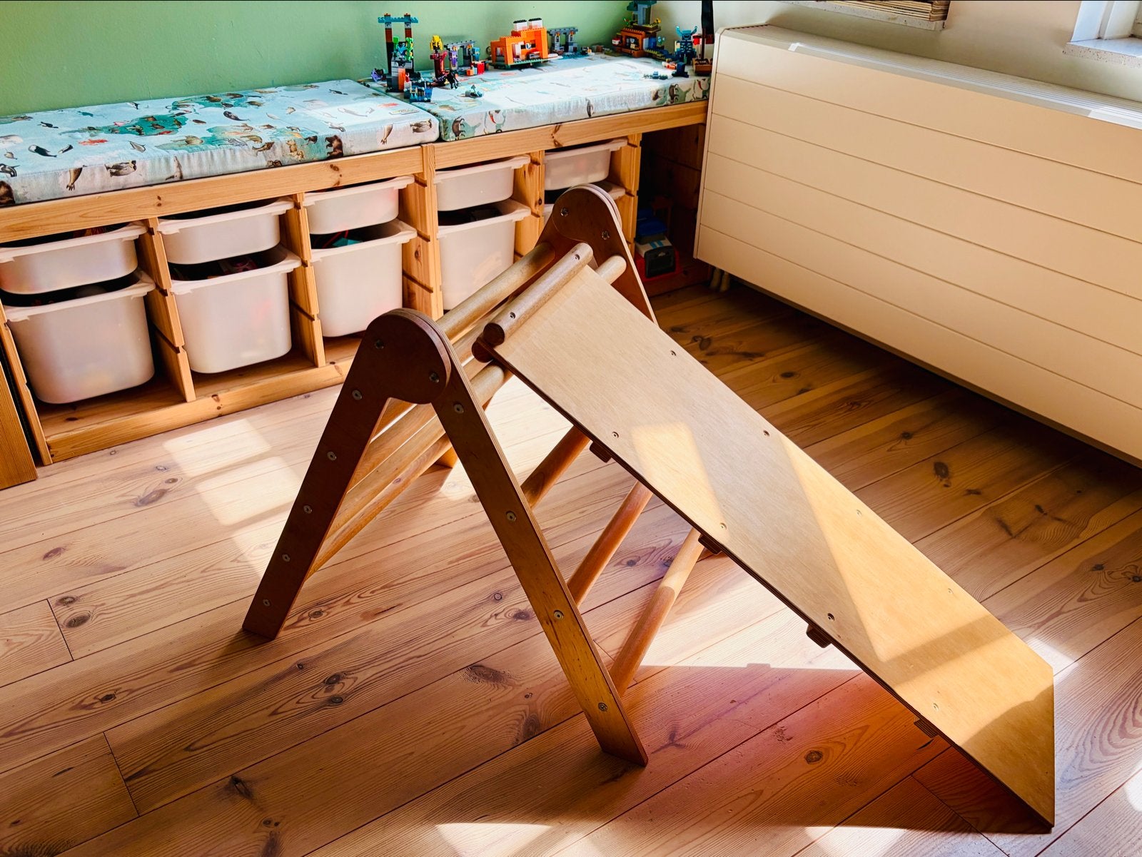 Houten klimrek met glijbaan voor kinderen, Kinderen en Baby's, Speelgoed | Buiten | Speeltoestellen, Ophalen, Gebruikt, Glijbaan