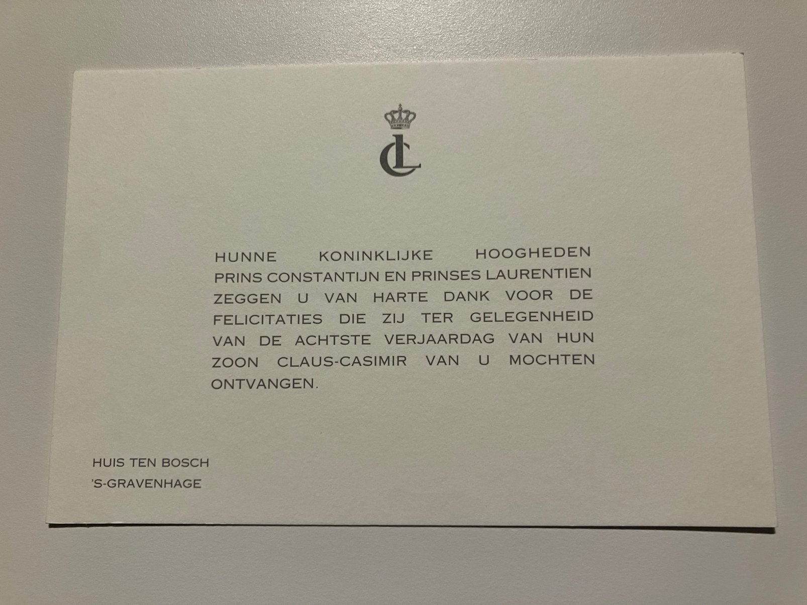 Claus-Casimir 8 jaar, zoon van prins Constantijn, Verzamelen, Ophalen, Zo goed als nieuw