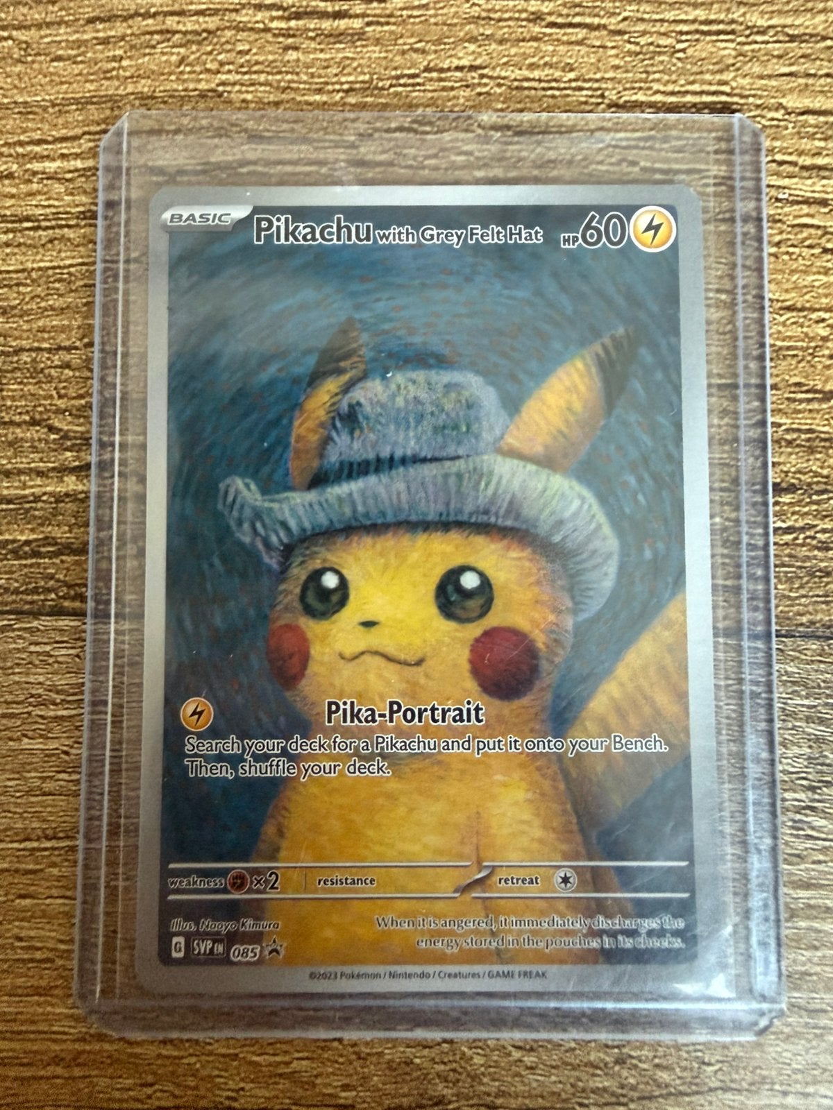 Pikachu with grey felt hat, Ophalen of Verzenden, Zo goed als nieuw, Losse kaart, Foil