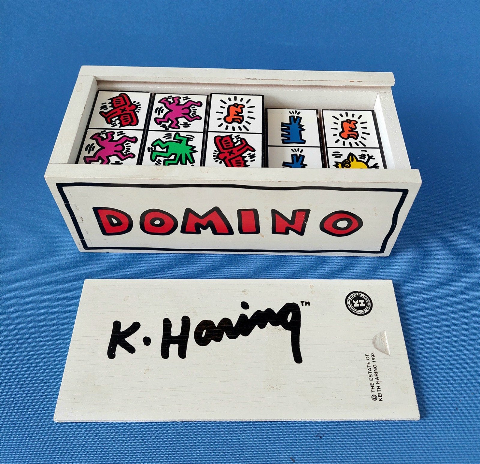 Vintage Keith Haring Domino Spel Vilac 1993 Pop Art, Antiek en Kunst, Ophalen of Verzenden, Meerkleurig, Hout, Gemerkt