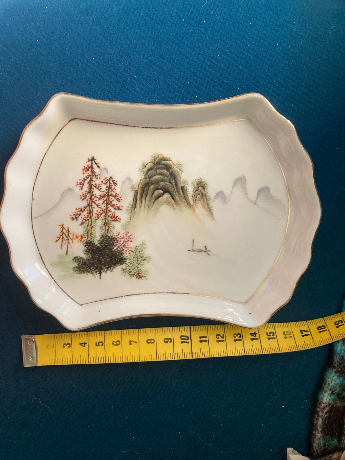 Vintage Swatow China schaaltje met landschap, Ophalen of Verzenden