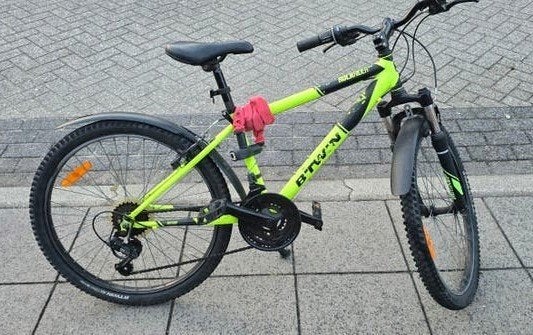 B'Twin Rockrider Mountainbike - Neon Groen, Gebruikt, Velgrem, Ophalen of Verzenden, Overige merken