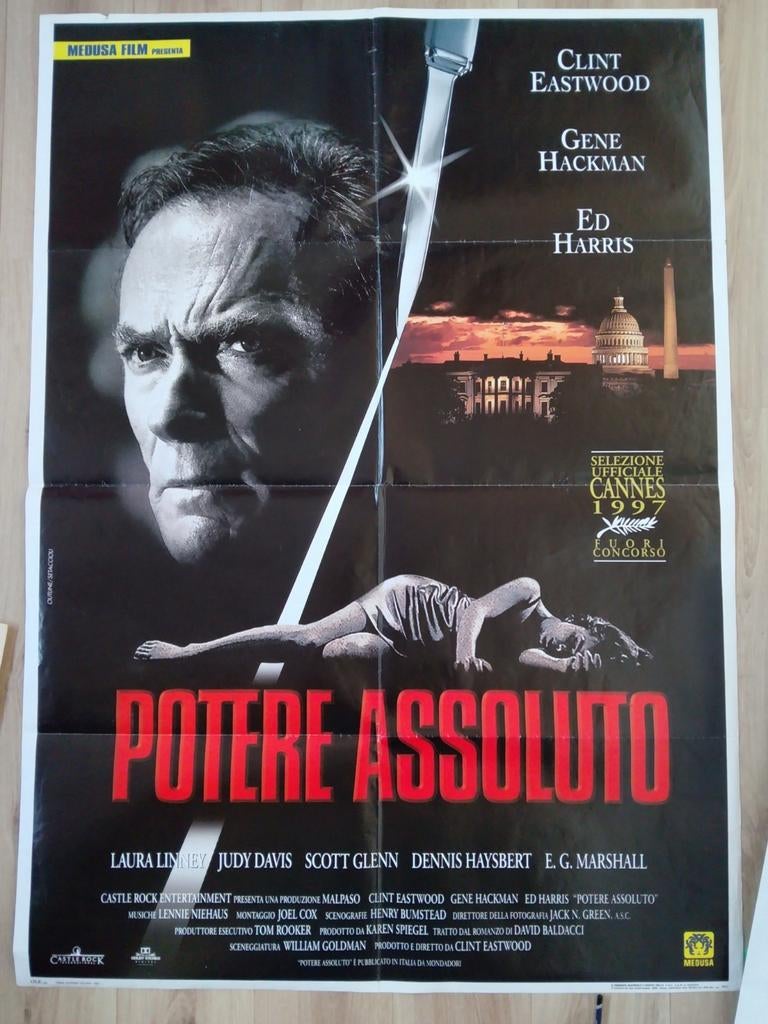 Potere Assoluto (Absolute Power) Film - Clint Eastwoo, Deurposter of groter, Ophalen of Verzenden, Film en Tv, Rechthoekig Staand