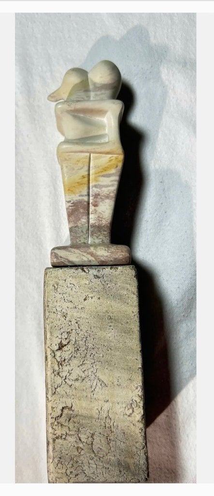 Edelsteen beeld Love Liefde Man Vrouw 21 cm op stenen voet, Ophalen of Verzenden