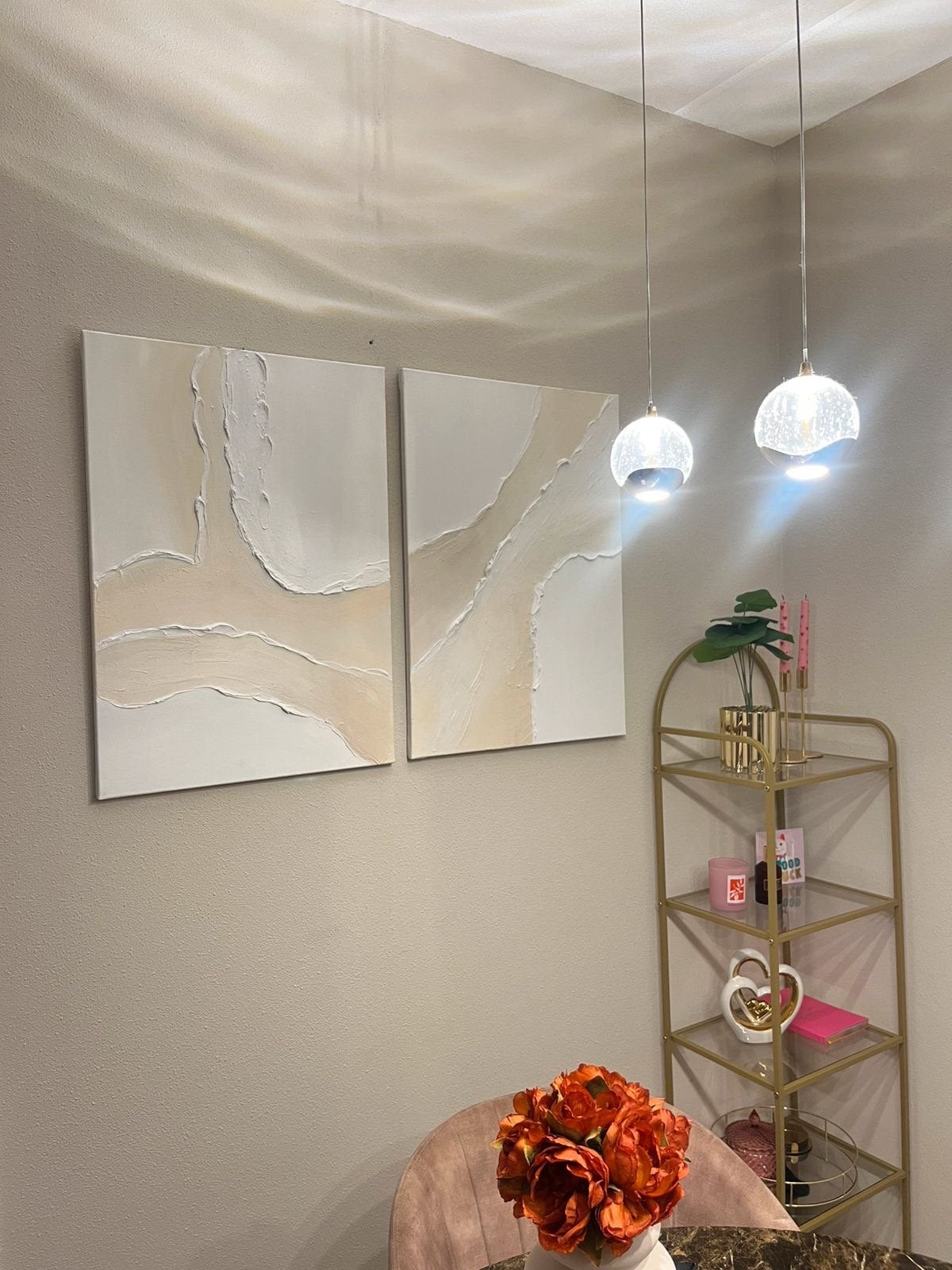 Reliëf 3d wall art handmade 2 luik 50x70, Ophalen of Verzenden, Nieuw