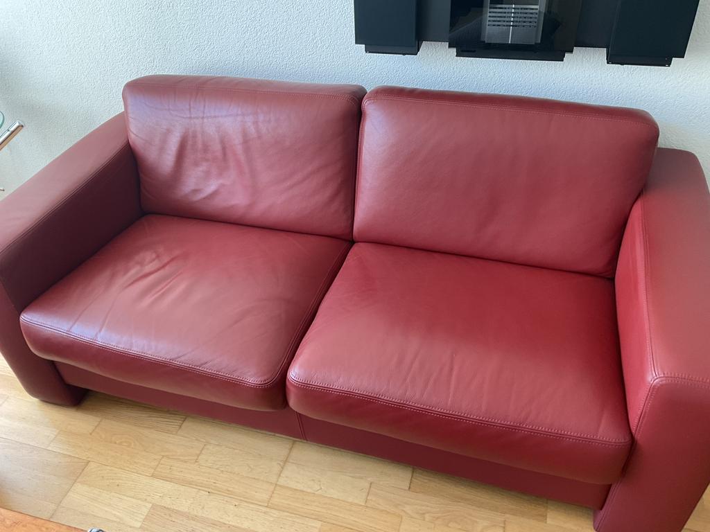 Nette en zogoed als nieuw 2 en drie sets rode bank, Huis en Inrichting, Banken | Bankstellen, Ophalen, Overige maten, 150 tot 200 cm
