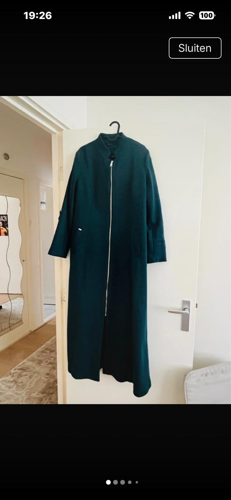 Lange kasjmier winter jas voor dames/Zuhre merk, Ophalen, Zo goed als nieuw, Maat 42/44 (L), Groen