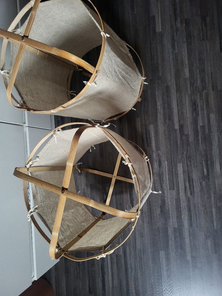 2 lampenkappen, Natuurlijk materiaal, Beige, Zo goed als nieuw, Overige vormen