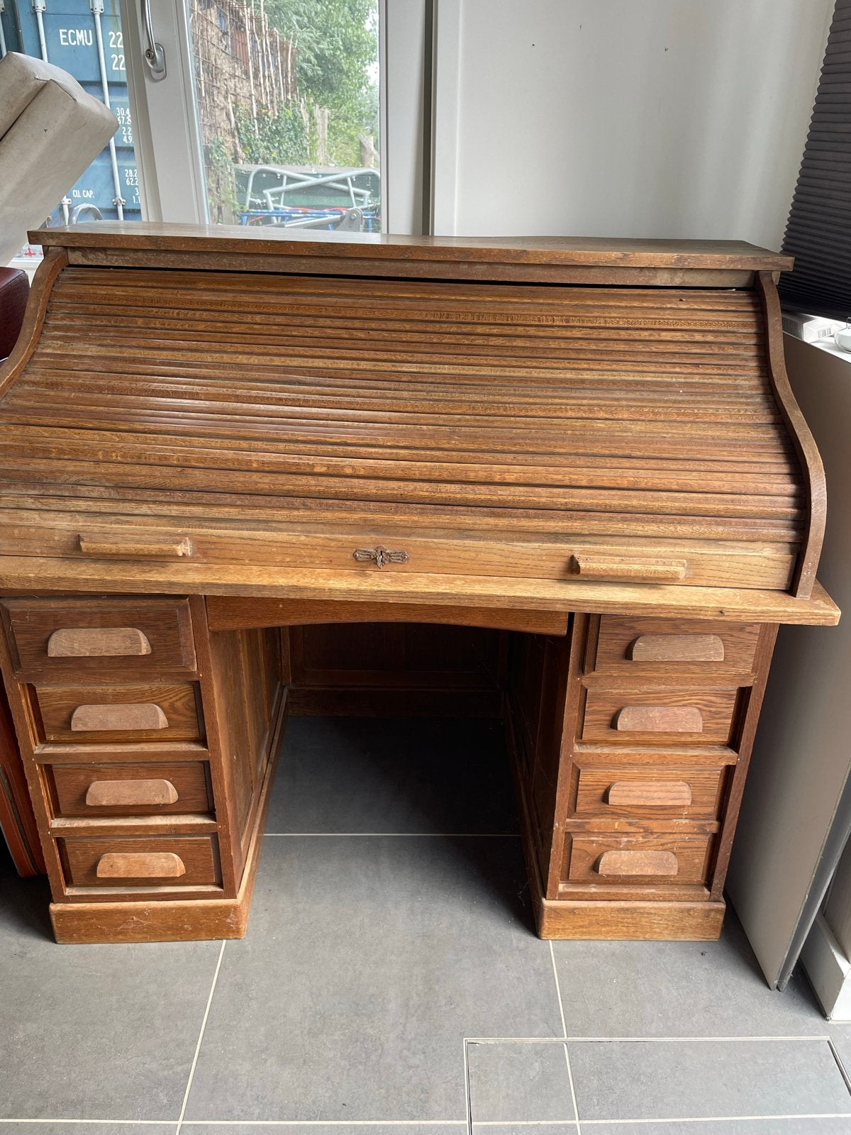 Antiek rolluikbureau van eikenhout, Antiek en Kunst, Ophalen