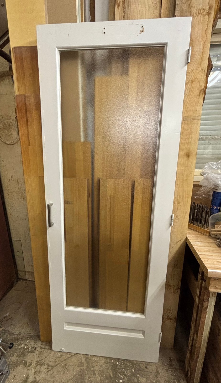 Stevige deur met glas, Doe-het-zelf en Verbouw, Deuren en Horren, Ophalen, Gebruikt, Minder dan 80 cm, Binnendeur