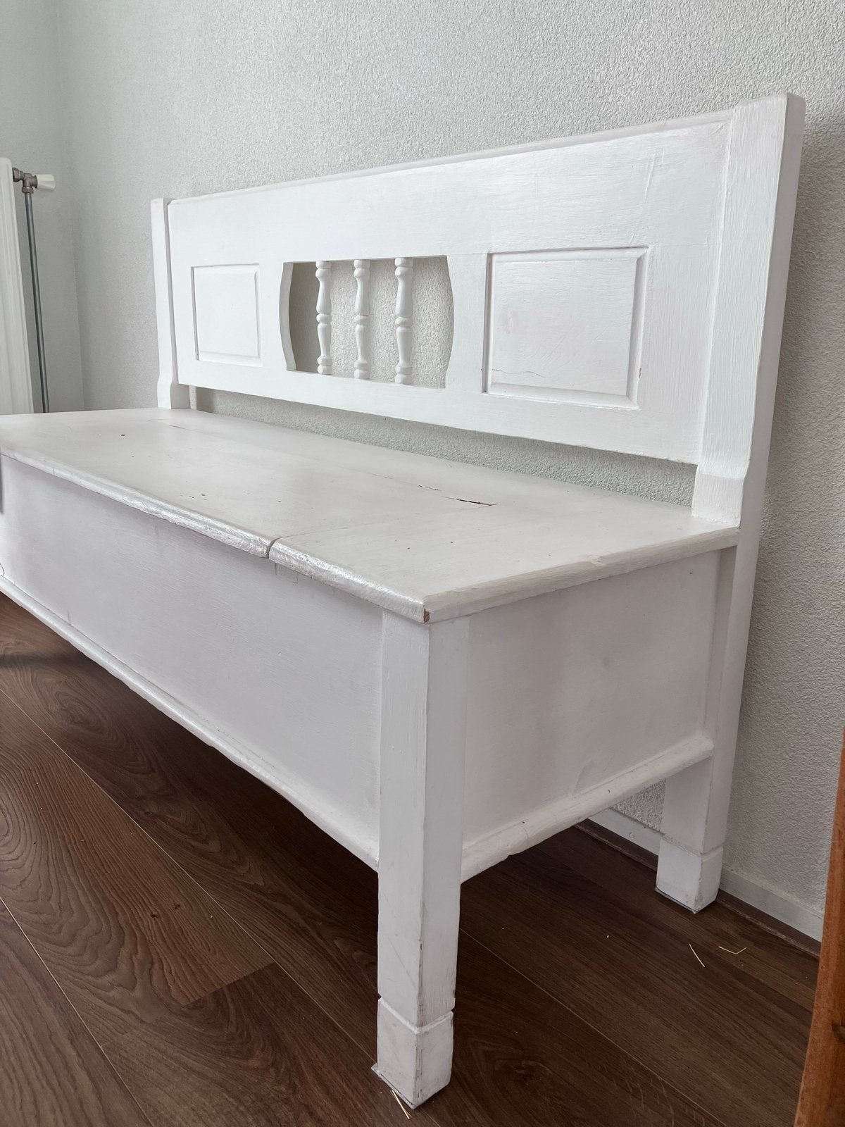 Witte klepbank met opbergruimte - Gebruikte staat, Antiek en Kunst, Ophalen