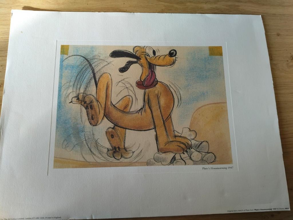 ORGINAL STORY SKETCH PLUTO'S HOUSEWARMING*DISNEY HOND*PLUTO, Verzenden, Goofy of Pluto, Zo goed als nieuw, Beeldje of Figuurtje