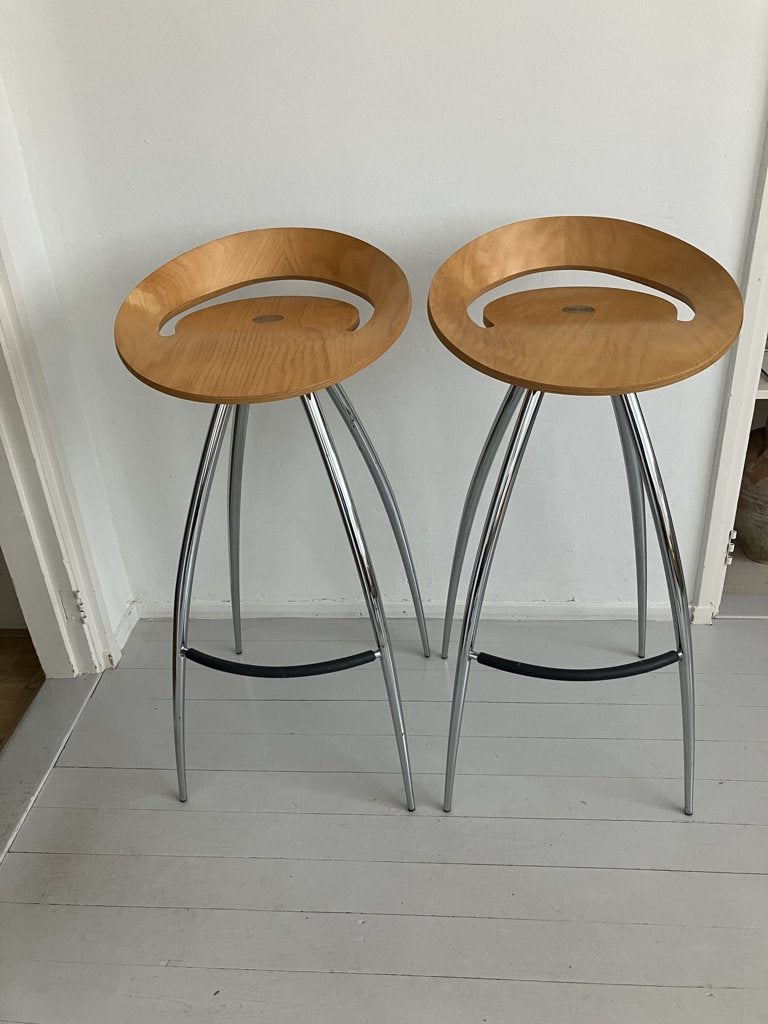 Lyra barkrukken van Magis, beuken chroom zithoogte 79 cm, Ophalen, Gebruikt, Met voetsteun, 60 tot 90 cm