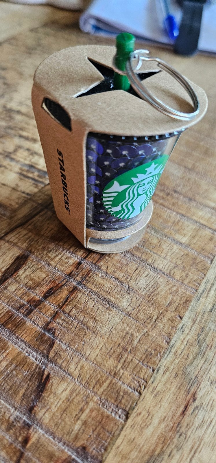 Starbucks Mini Cold Cup Sleutelhanger Paarse Pailletten, Ophalen of Verzenden, Nieuw