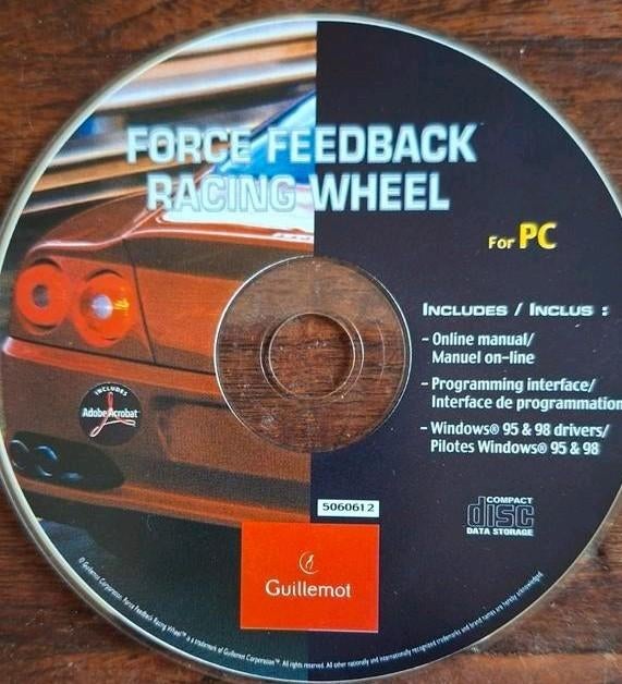 Guillemot Force Feedback Racing Wheel CD-ROM voor PC, Online, Gebruikt, 1 speler, Racen en Vliegen