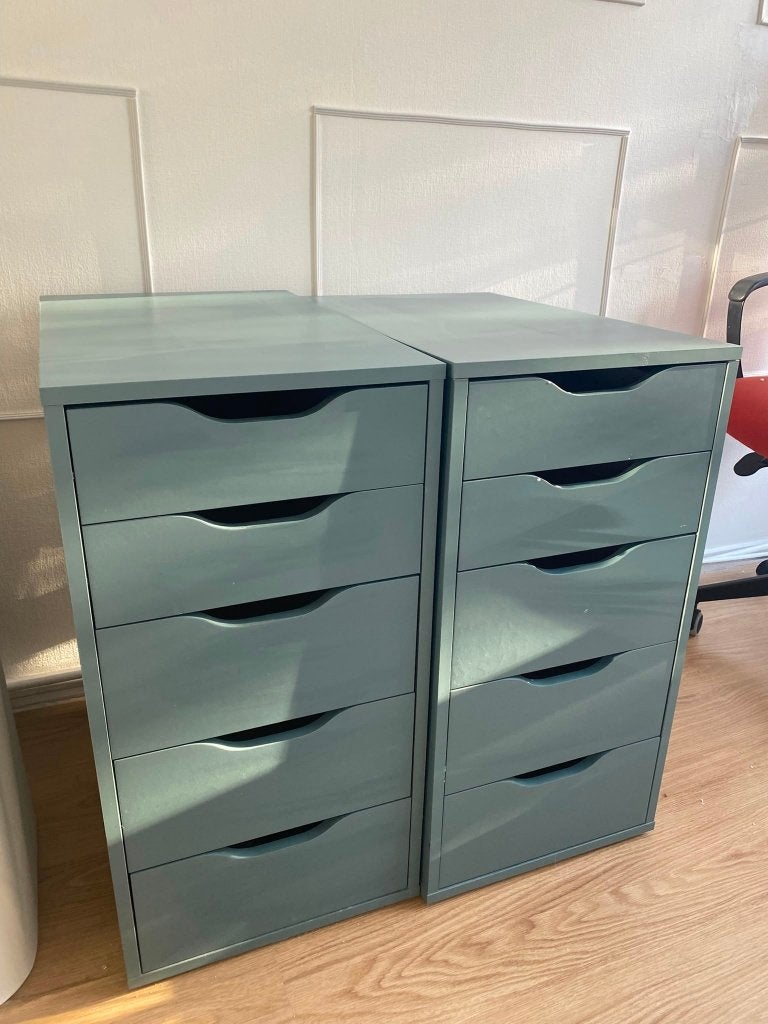 2x IKEA Alex ladeblokken - Groen, Huis en Inrichting, Minder dan 50 cm, Gebruikt, 5 laden of meer, Ophalen of Verzenden