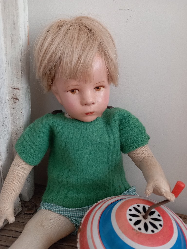 Vintage poppen kleertjes truitje met pof broekje jaren 50., Verzenden, Zo goed als nieuw, Pop