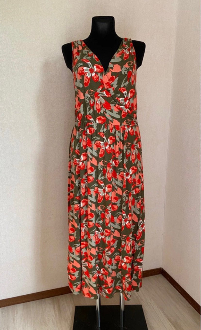 Tropische maxi jurk - maat L40), Kleding | Dames, Jurken, Ophalen of Verzenden, Zo goed als nieuw, Maat 38/40 (M), Onder de knie